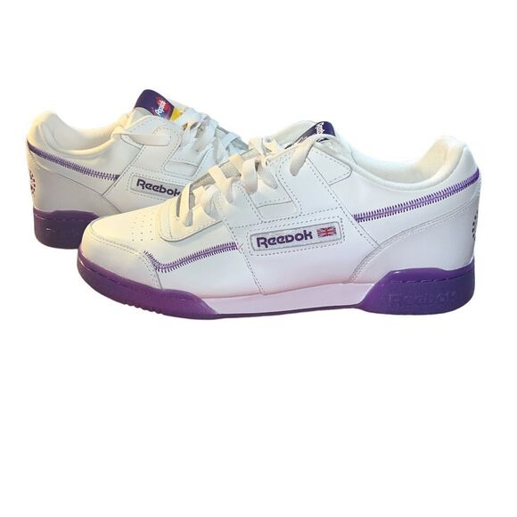 Reebok Workout plus Leather Popsicle Shoes Men's  White/Purple Training 9.5 - Picture 12 of 16